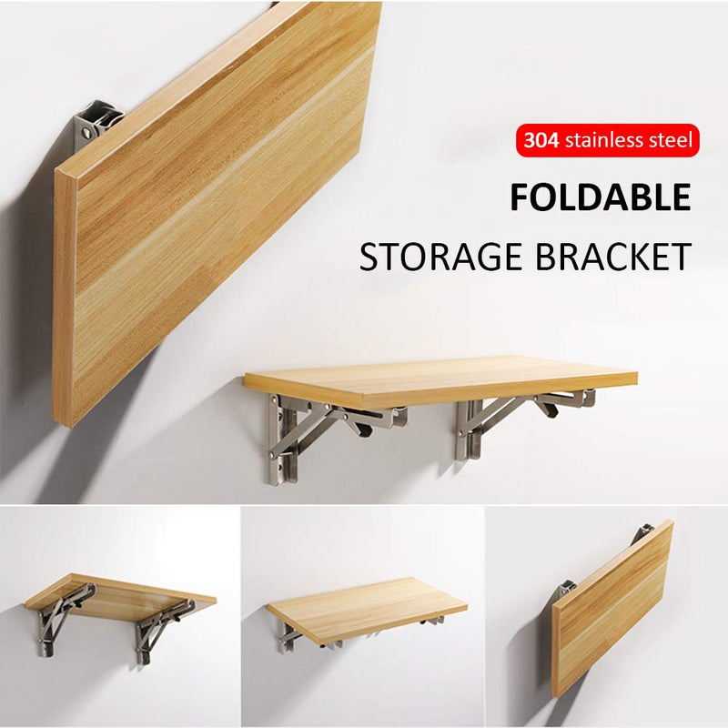 Storystore Folding Shelf Brackets - 16 Inch Heavy Duty Stainless Steel Collapsible Shelf Bracket for Bench Table, Space Saving DIY Bracket (4PCS) - Image 5